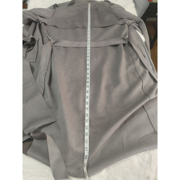 Women's Forever 21 Gray Faux Suede Soft Trench Coat Size M - Picture 9 of 9